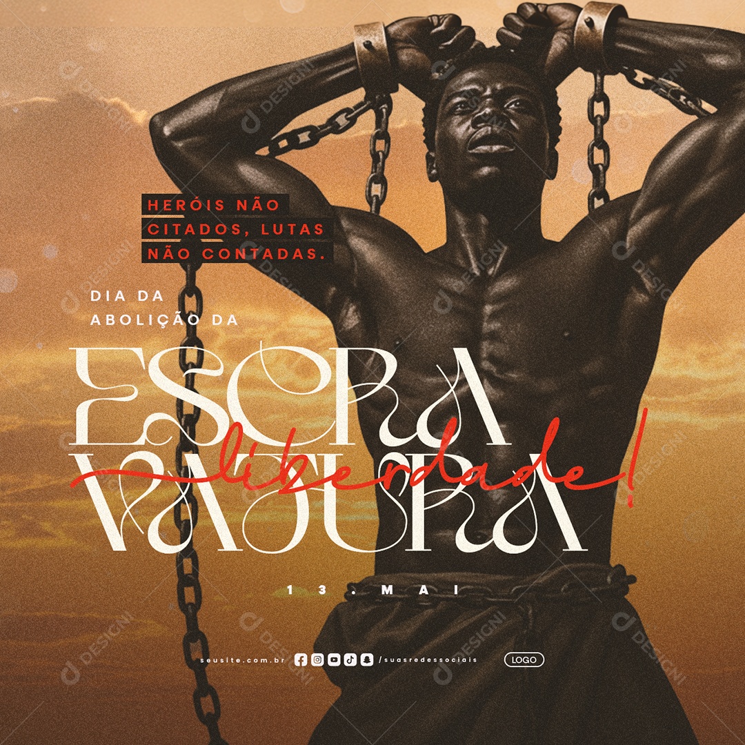 Dia da Abolição da Escravatura 13 de Maio Social Media PSD Editável