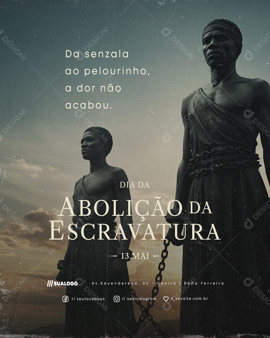 Dia da Abolição da Escravatura 13 de Maio Social Media PSD Editável