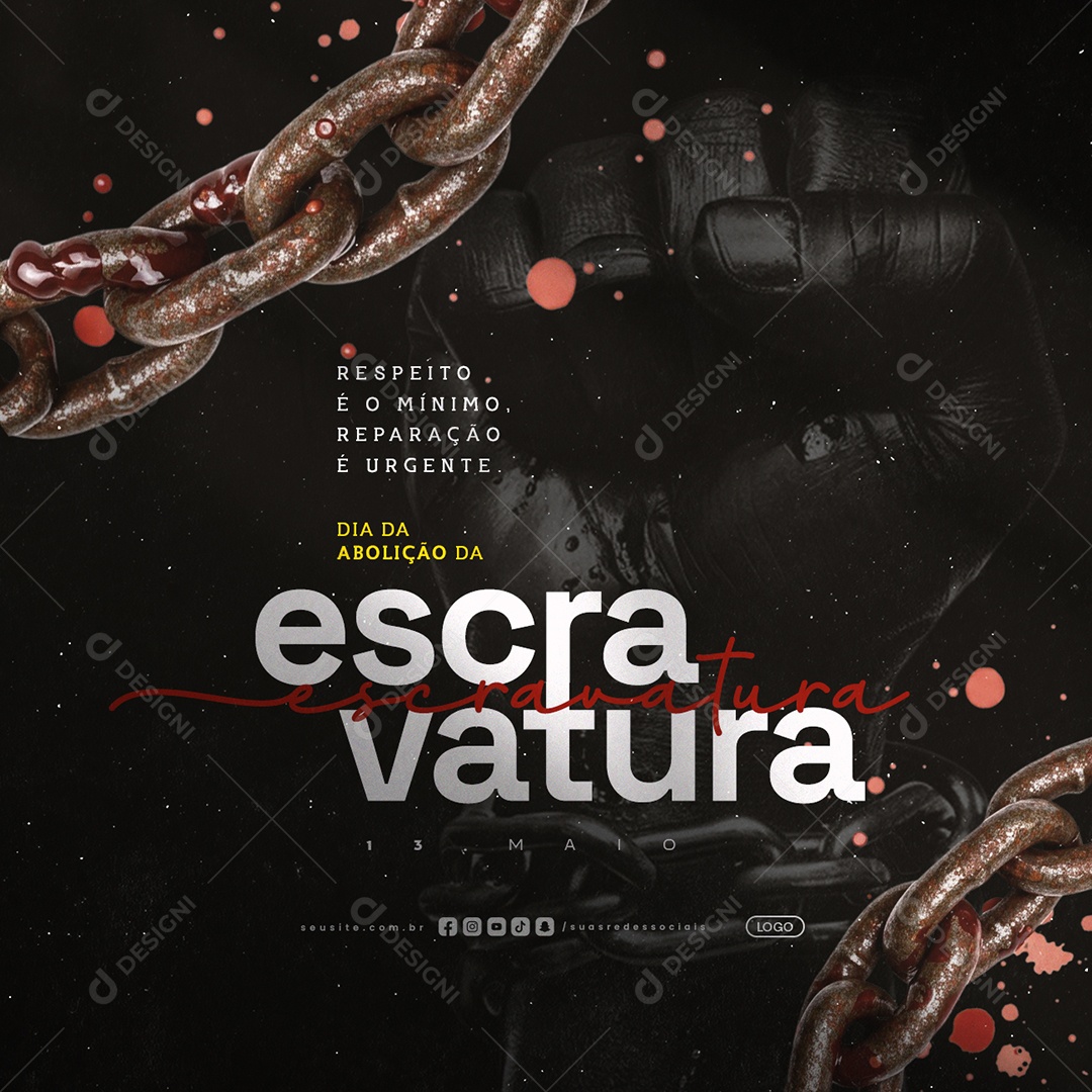 Dia da Abolição da Escravatura 13 de Maio Social Media PSD Editável