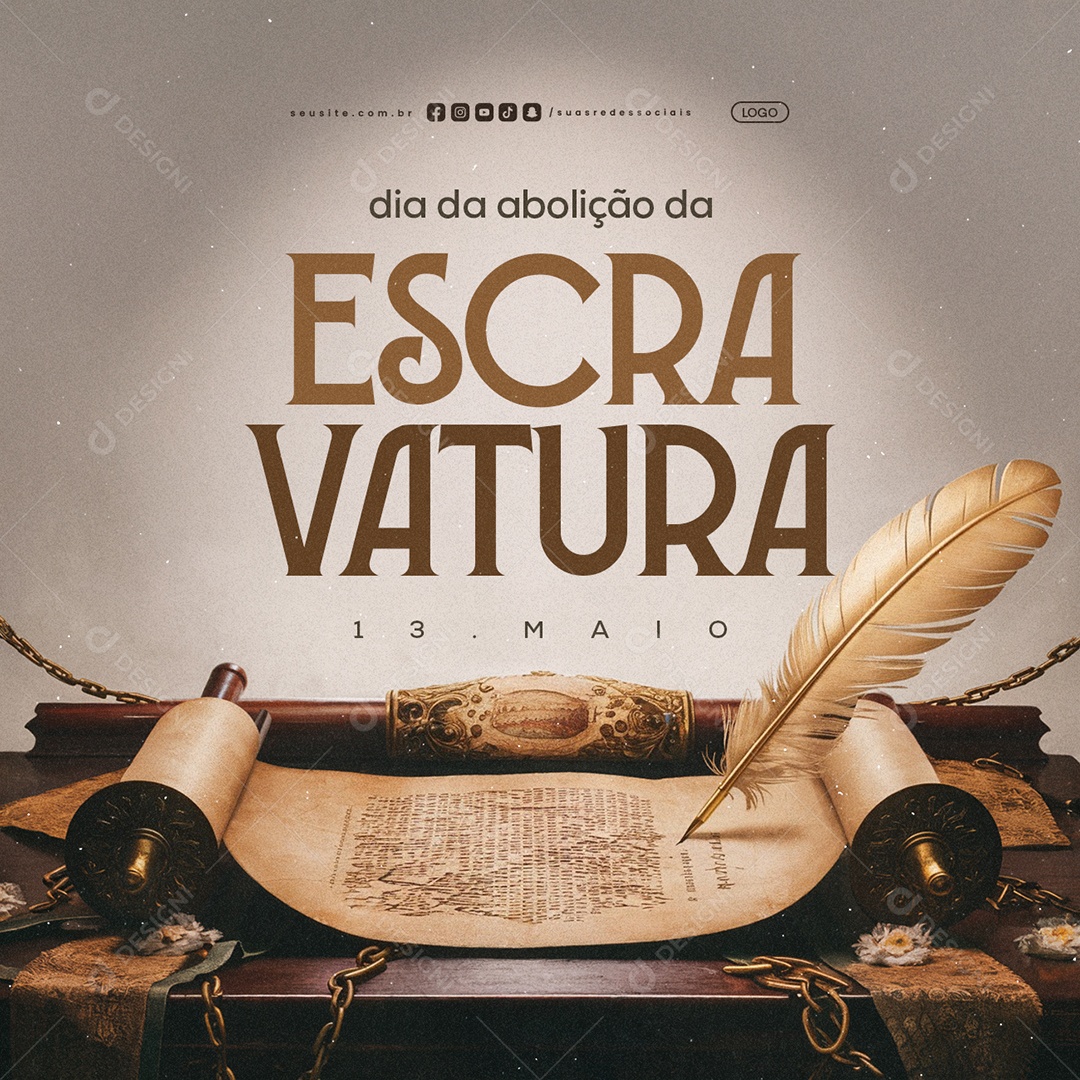 Dia da Abolição da Escravatura 13 de Maio Social Media PSD Editável