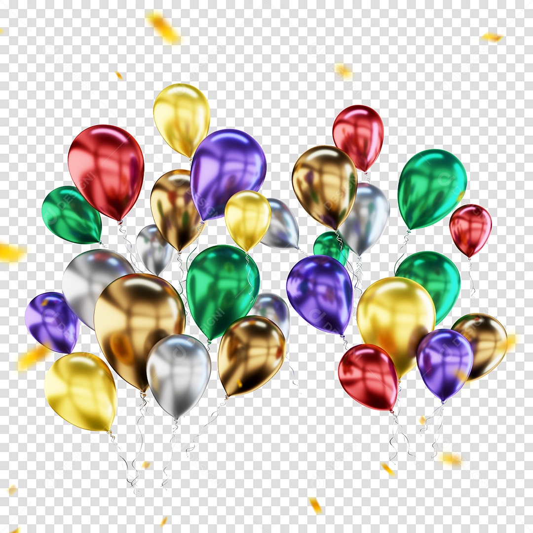 Balões Comemorativas Elementos 3D Para Composição PSD