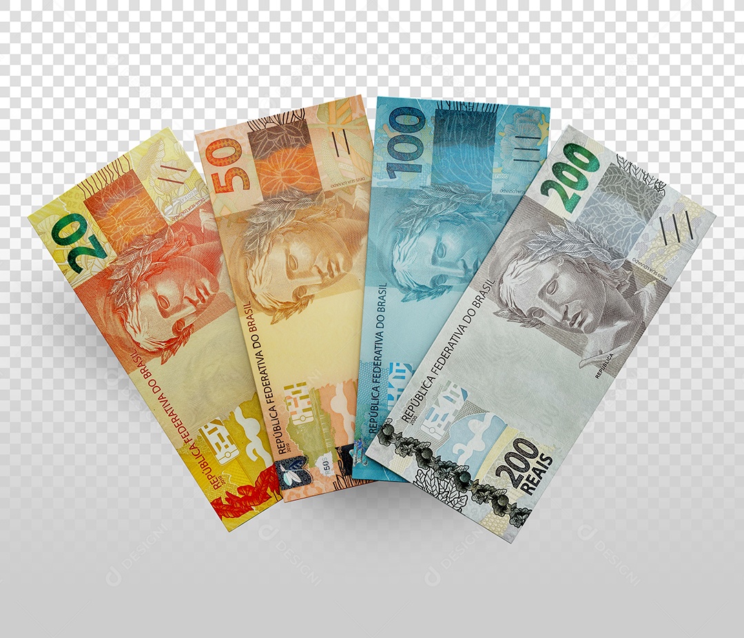 Nota de 20 Reais Dinheiro Elemento 3D Para Composição PSD