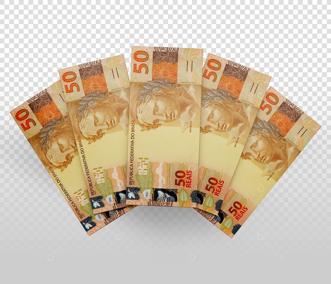 Nota de 50 Reais Dinheiro Elemento 3D Para Composição PSD