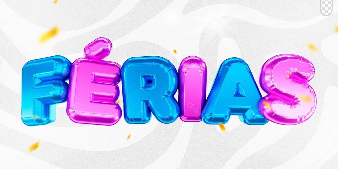Texto 3D Férias para Composição PSD