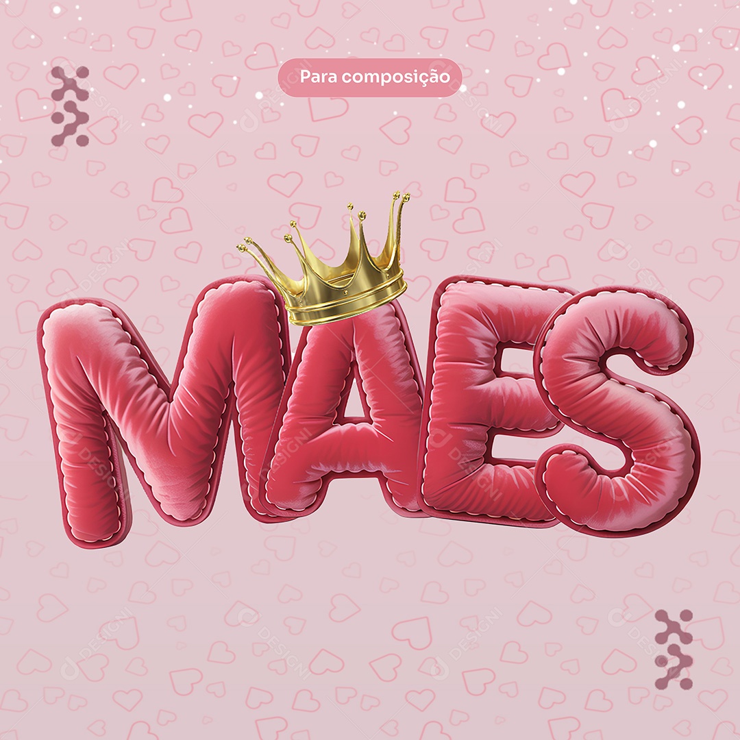 Selo 3D Dia Das Mães para Composição PSD