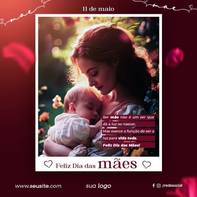 Dia das Mães 11 de Maio Post para Redes Sociais PSD Editável