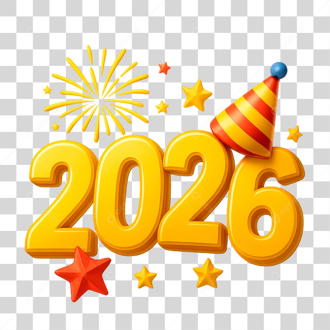 Selo 3D 2026 PNG Transparente