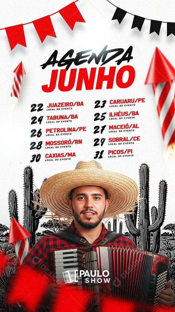 Flyer Agenda Junho Story Social Media PSD Editável