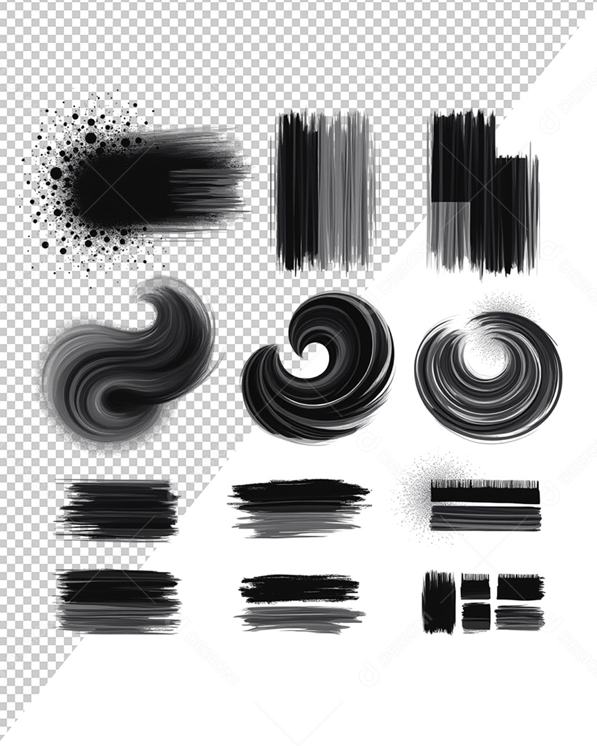 Elemento 3D Pinceladas de Tintas Para Composição PSD