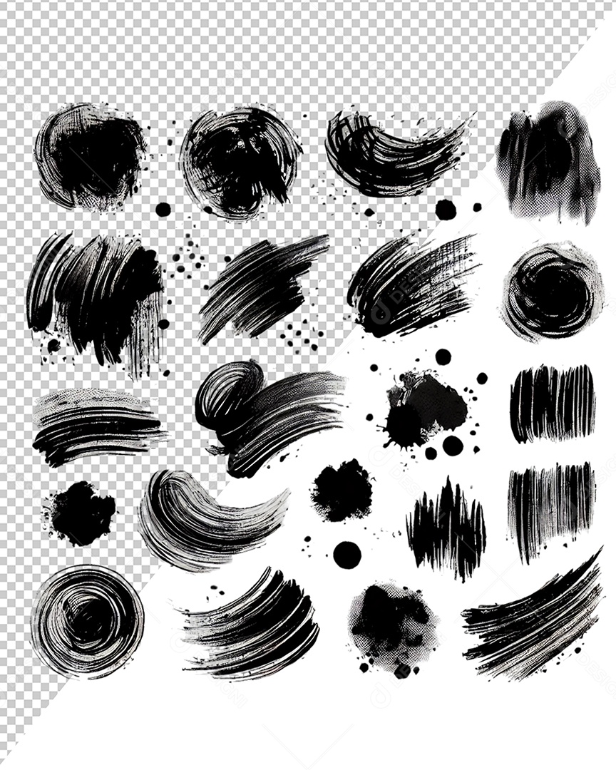 Elemento 3D Pinceladas de Tintas Para Composição PSD