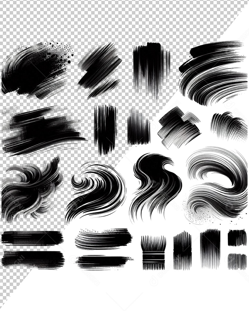 Elemento 3D Pinceladas de Tintas Para Composição PSD