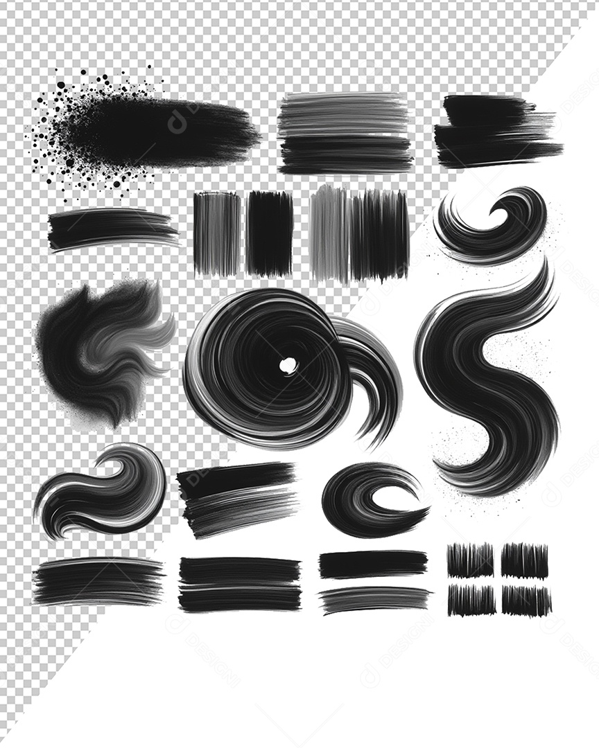 Elemento 3D Pinceladas de Tintas Para Composição PSD