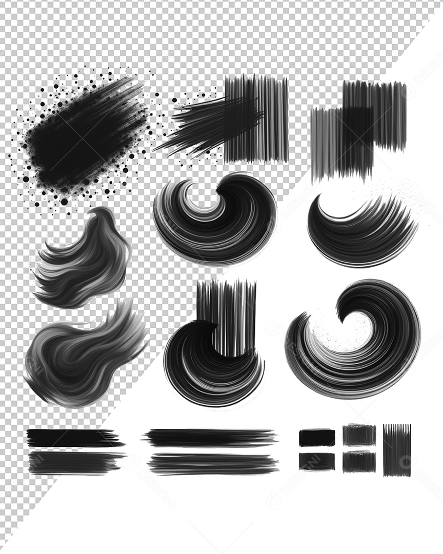 Elemento 3D Pinceladas de Tintas Para Composição PSD