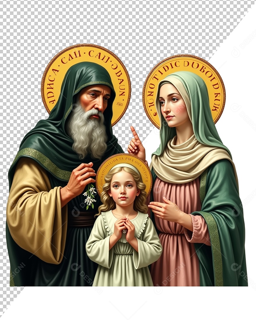 Personagens 3D São Joaquim e Santana Para Composição PSD