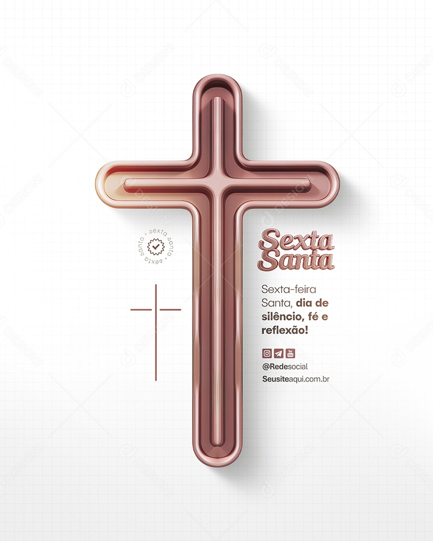 Sexta Feira Santa Dia de Silêncio Fé e Reflexão Social Media PSD Editável