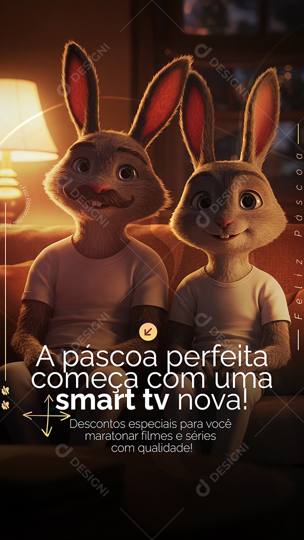 Story Loja de Eletrônicos A Páscoa Perfeita Começa Com Uma Smat TV Nova Social Media PSD Editável