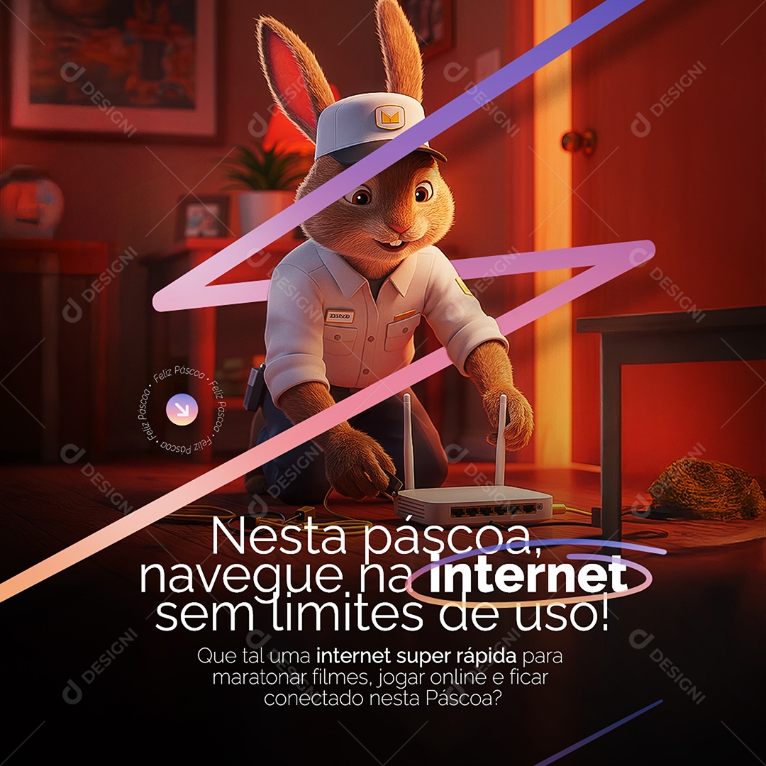 Loja de Eletrônicos Nesta Páscoa Navegue NaInternet Sem Limites de Uso Social Media PSD Editável