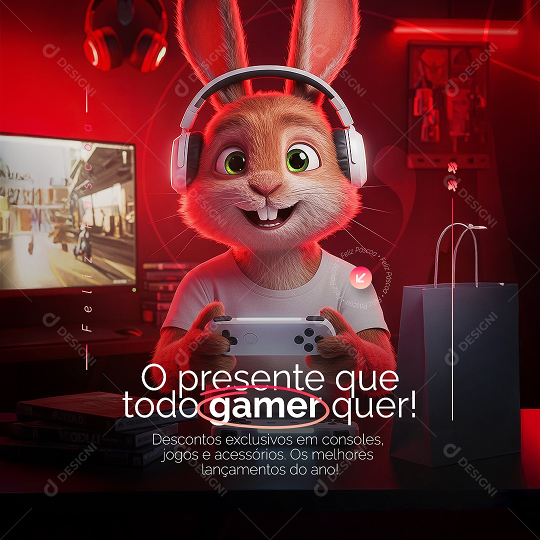 Loja de Eletrônicos O Presente Que Todo Gamer Quer Social Media PSD Editável