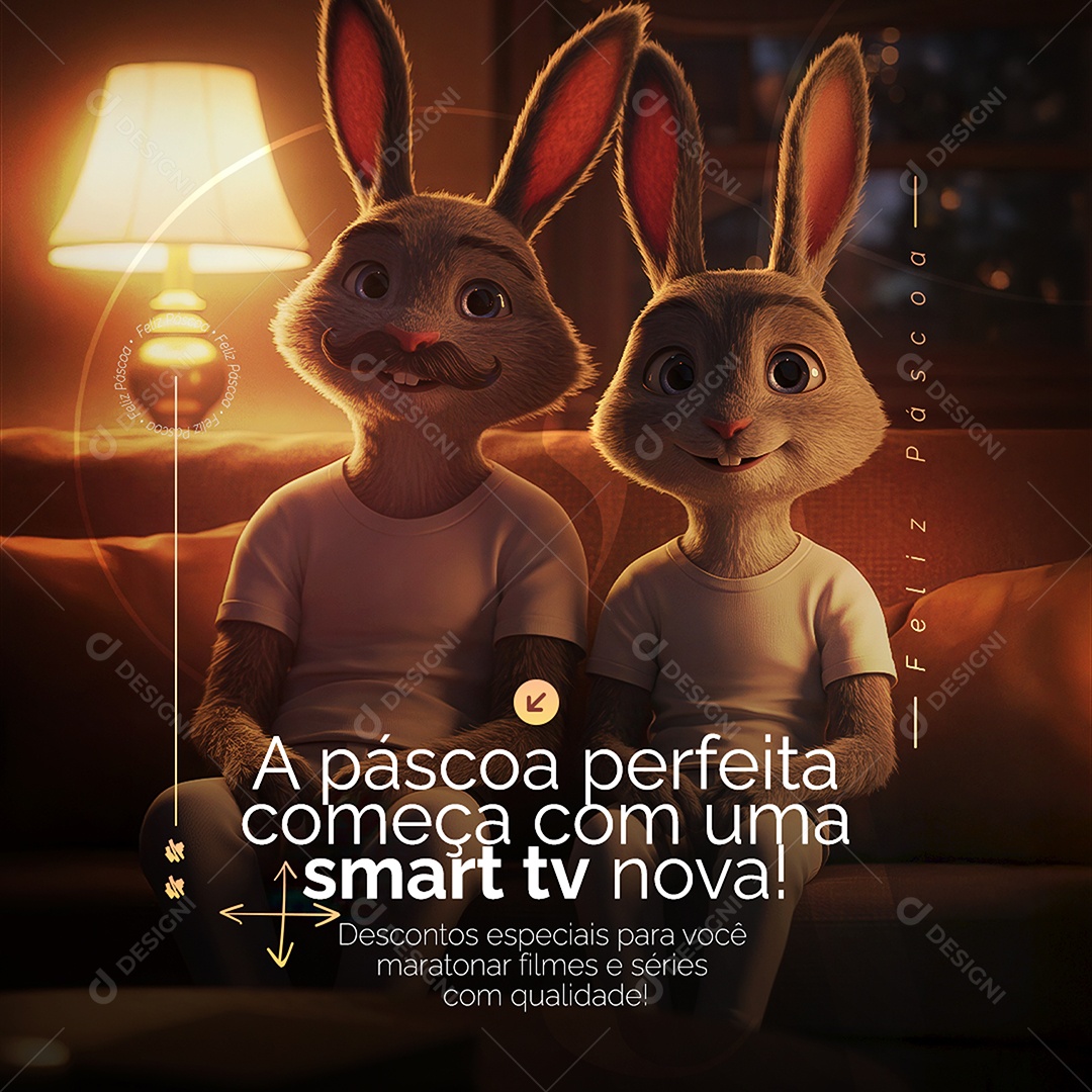 Loja de Eletrônicos A Páscoa Perfeita Começa Com Uma Smart TV Nova Social Media PSD Editável