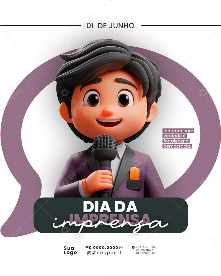 Dia da Imprensa 01 de Junho Social Media PSD Editável