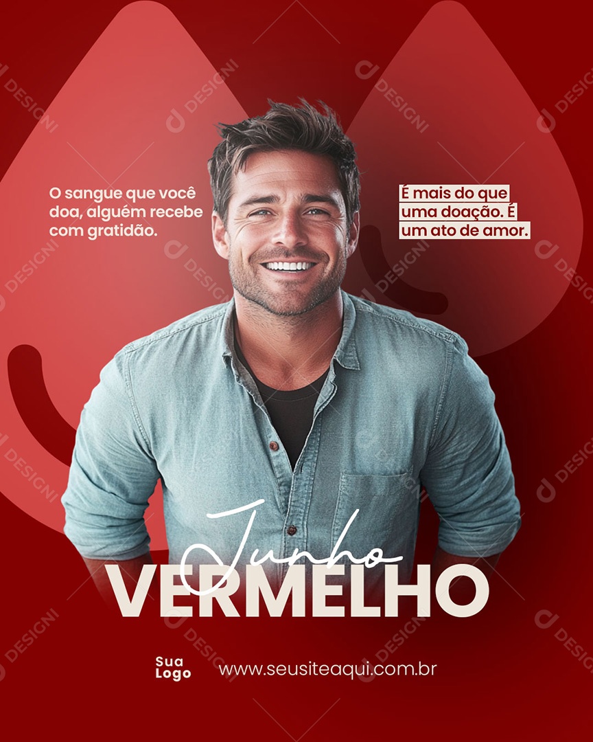 Campanha Junho Vermelho Social Media PSD Editável