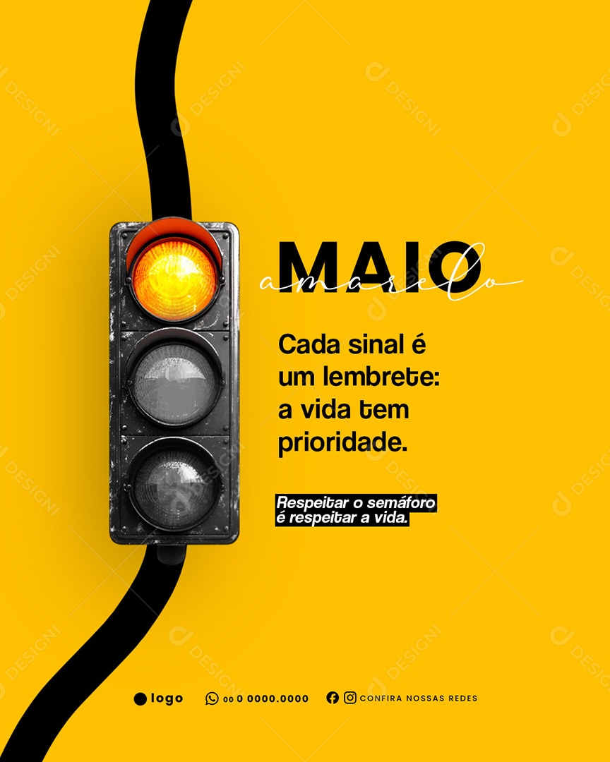 Maio Amarelo Mês da Conscientização Para a Segurança no Trânsito Social Media PSD Editável (2)