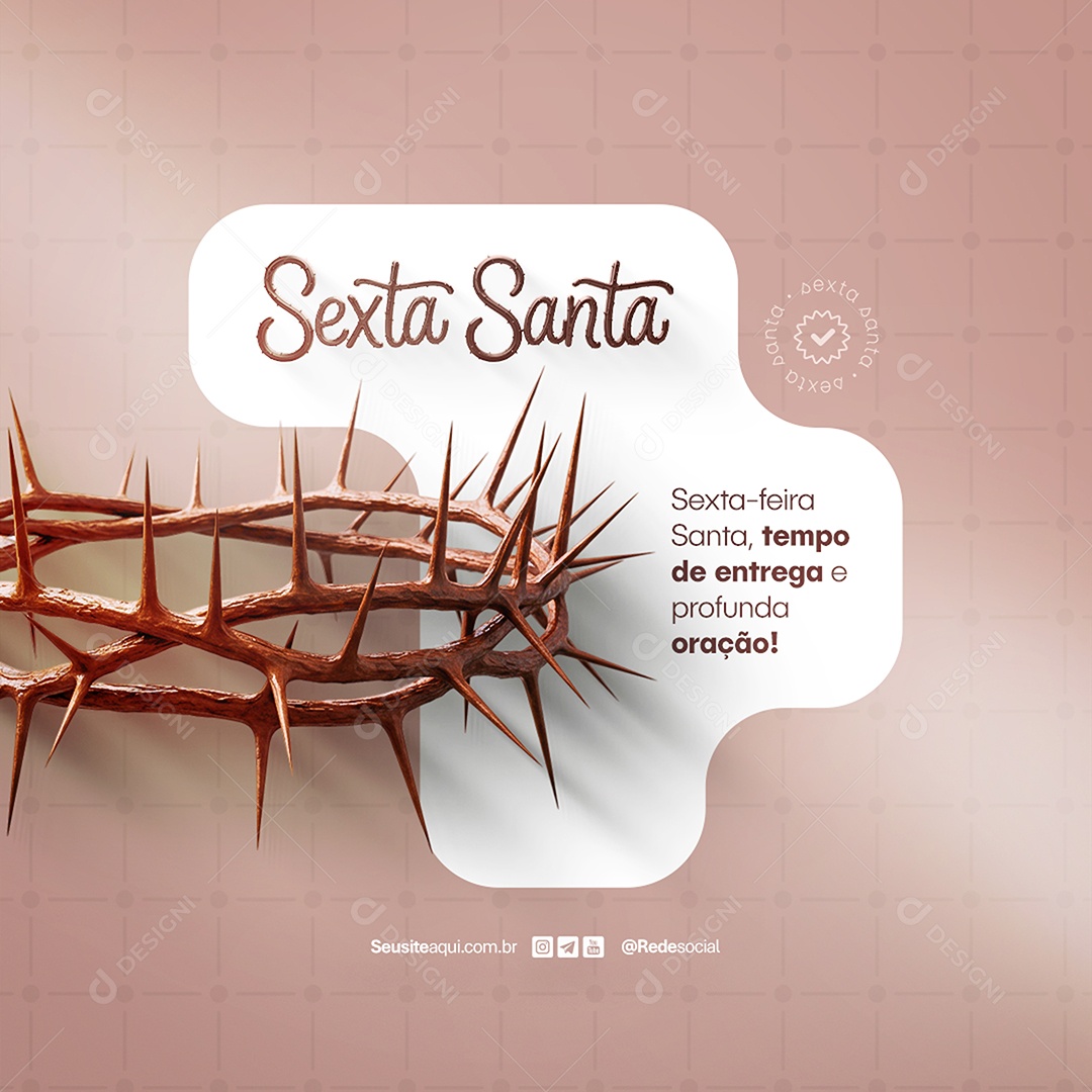 Sexta Santa Tempo de entregar a Profunda Oração Social Media PSD Editável