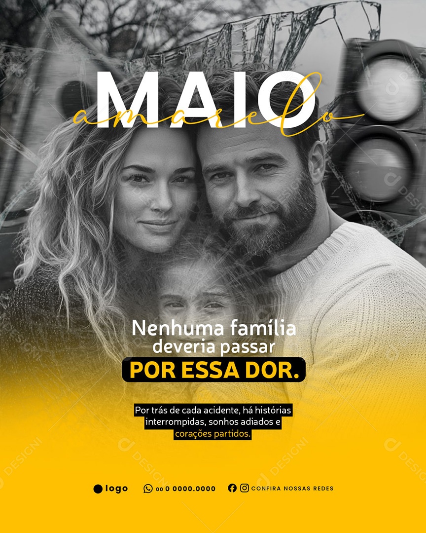 Maio Amarelo Mês da Conscientização Para a Segurança no Trânsito Social Media PSD Editável