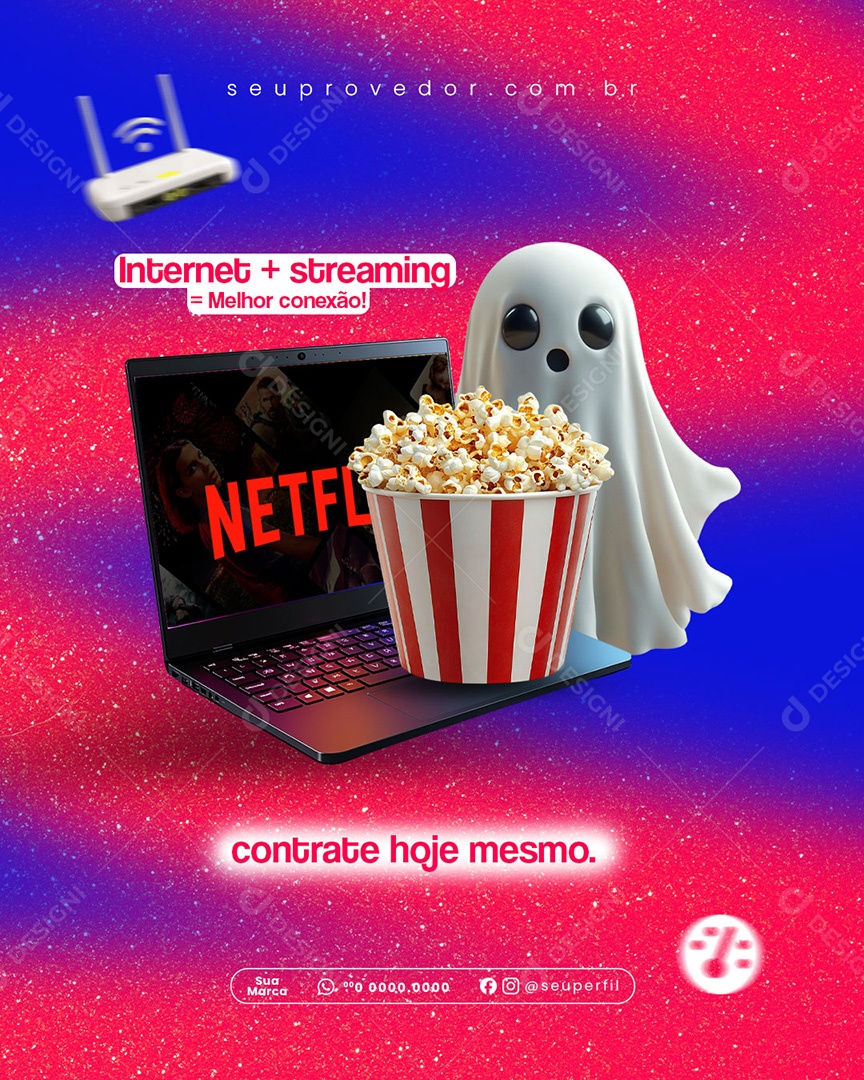 Provedor de Internet Social Media PSD Editável