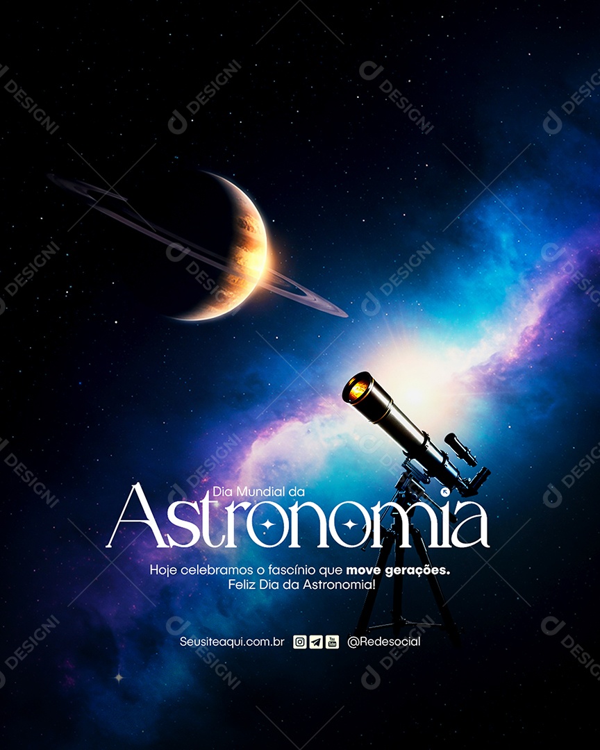 Social Media Dia Mundial da Astronomia PSD Editável