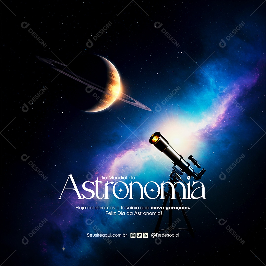 Social Media Dia Mundial da Astronomia PSD Editável
