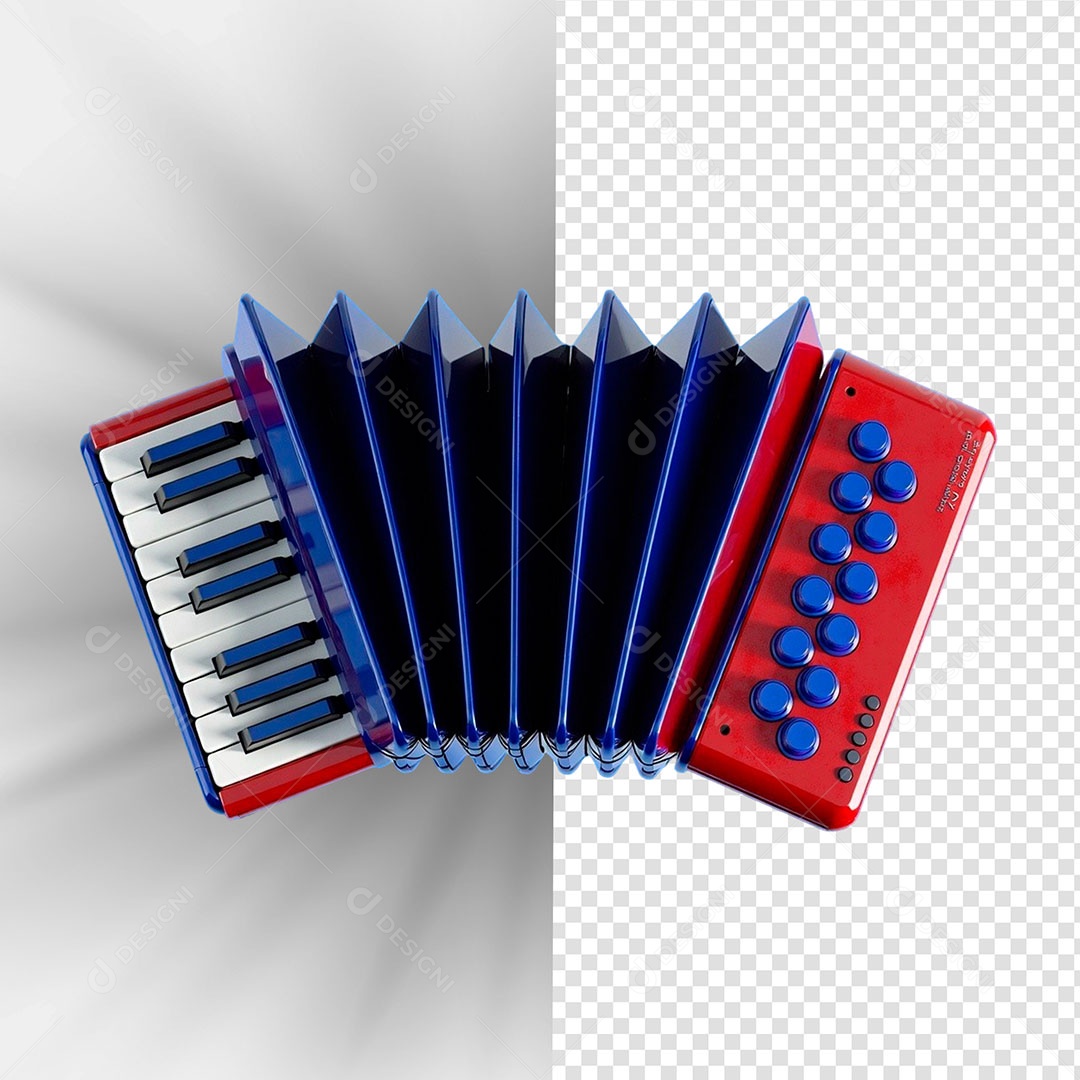 Sanfona Elemento 3D de São João Para Composição PSD