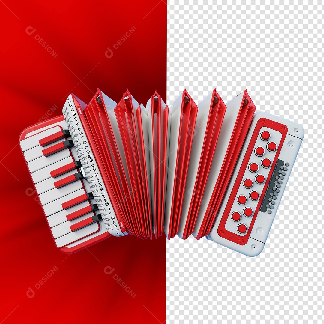 Sanfona Elemento 3D de São João Para Composição PSD