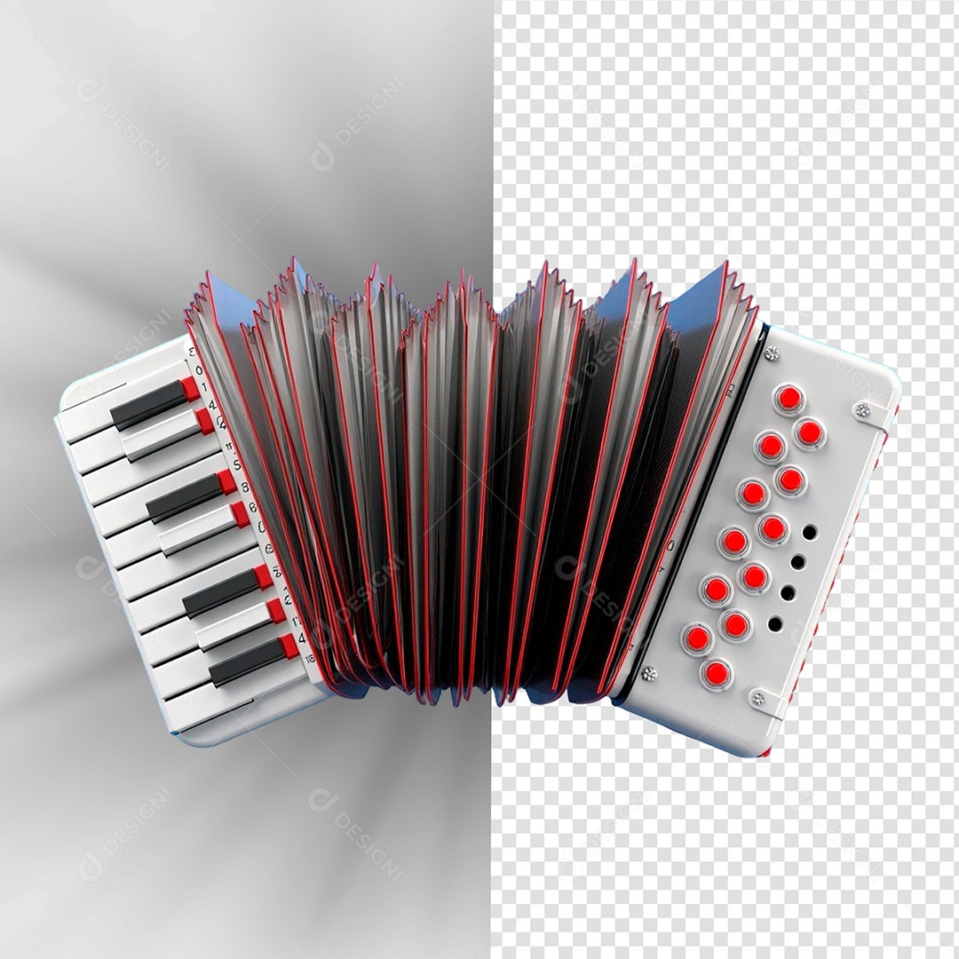 Sanfona Elemento 3D de São João Para Composição PSD