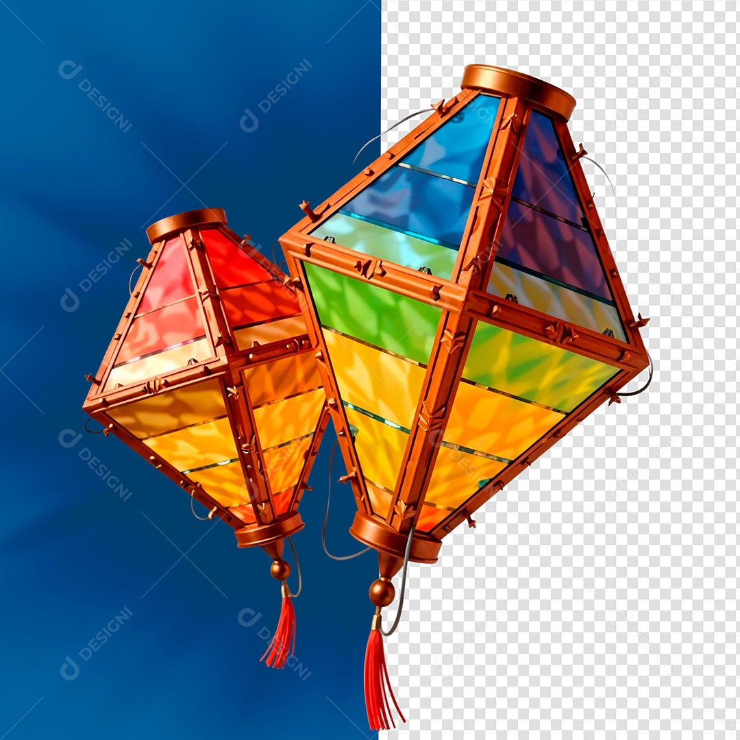 Balão de São João Elemento 3D Para Composição PSD