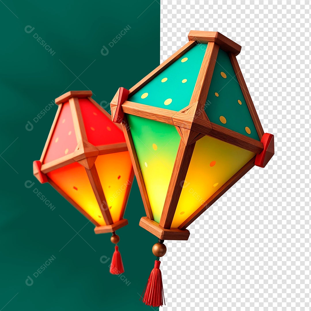 Balão de São João Elemento 3D Para Composição PSD