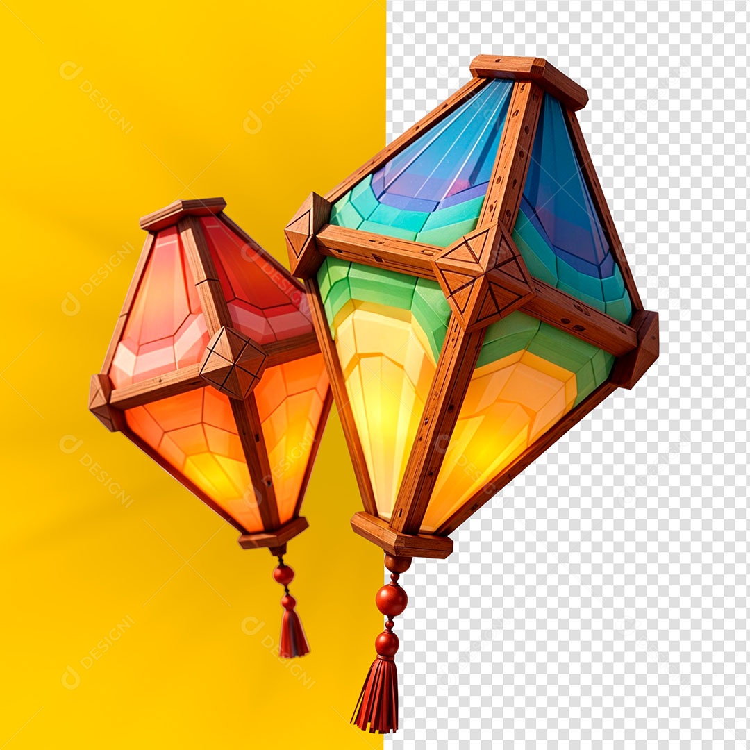 Balão de São João Elemento 3D Para Composição PSD