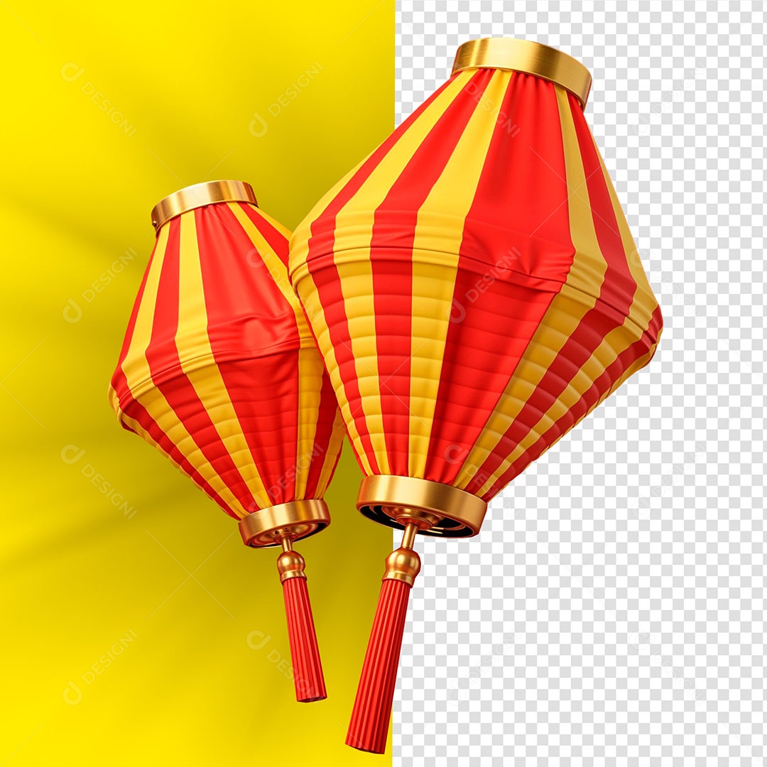 Balão de São João Elemento 3D Para Composição PSD