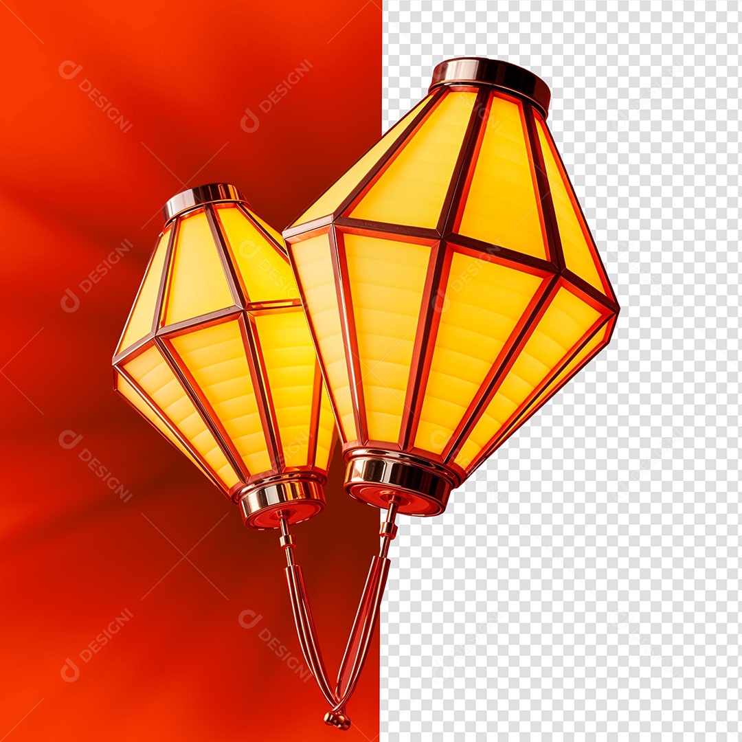 Balão de São João Elemento 3D Para Composição PSD