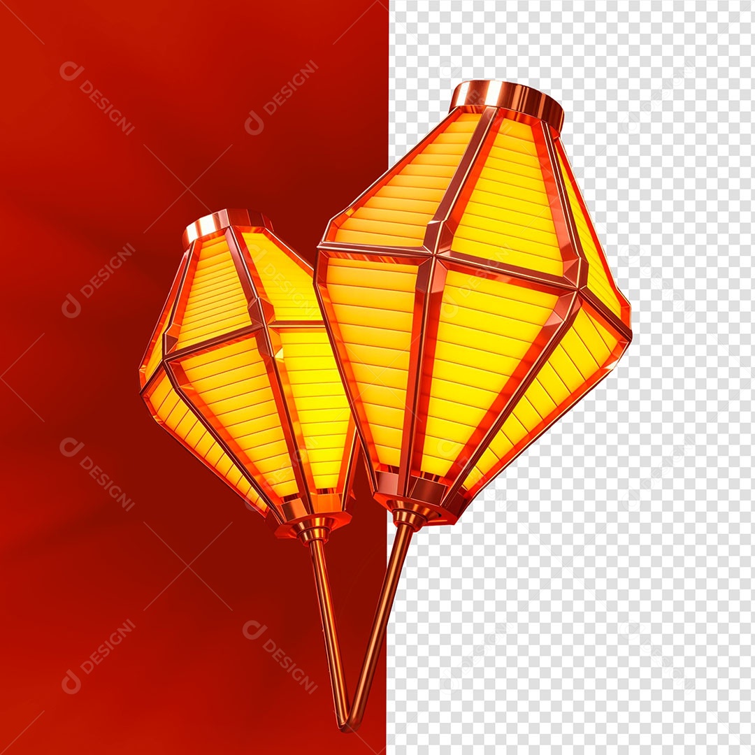 Balão de São João Elemento 3D Para Composição PSD