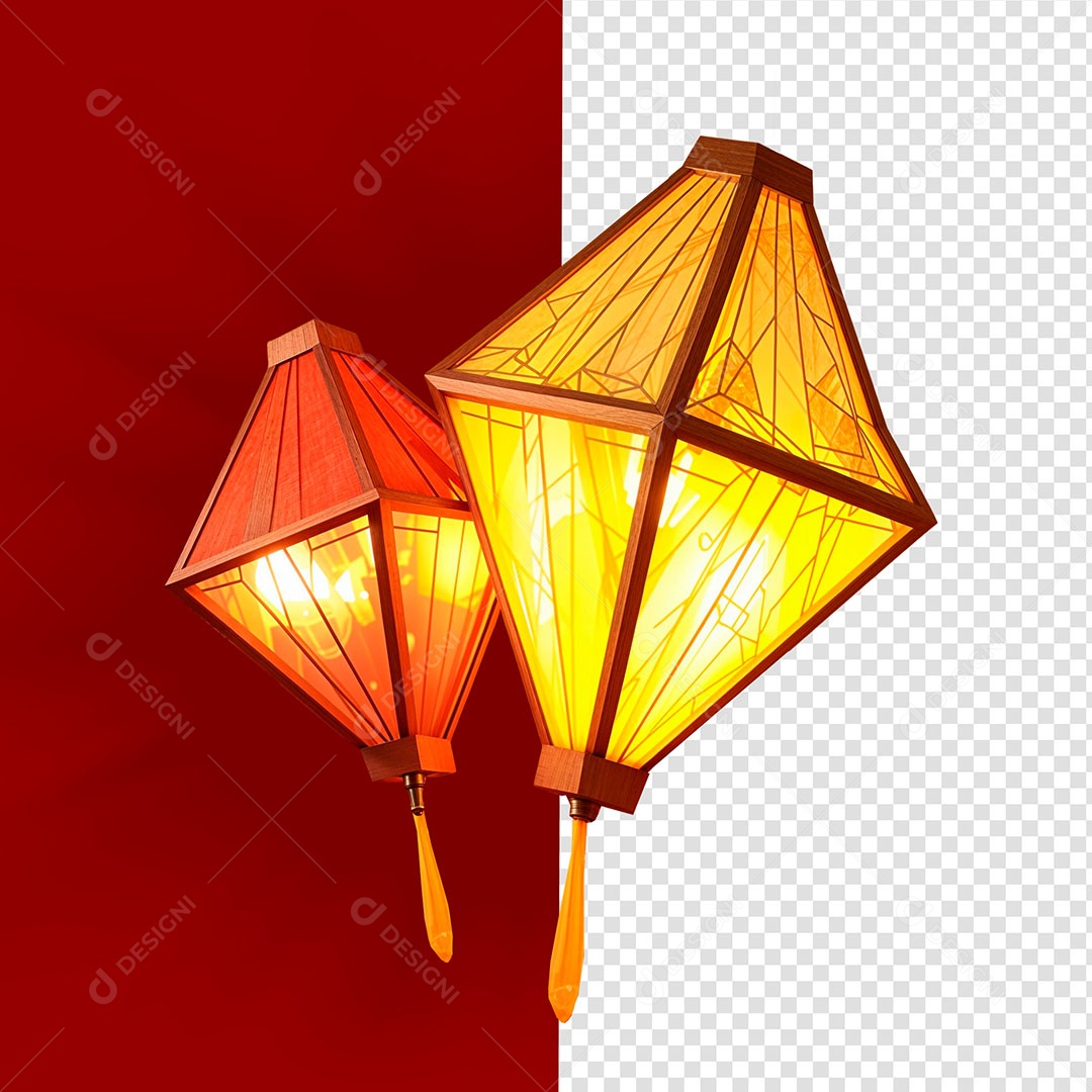 Balão de São João Elemento 3D Para Composição PSD