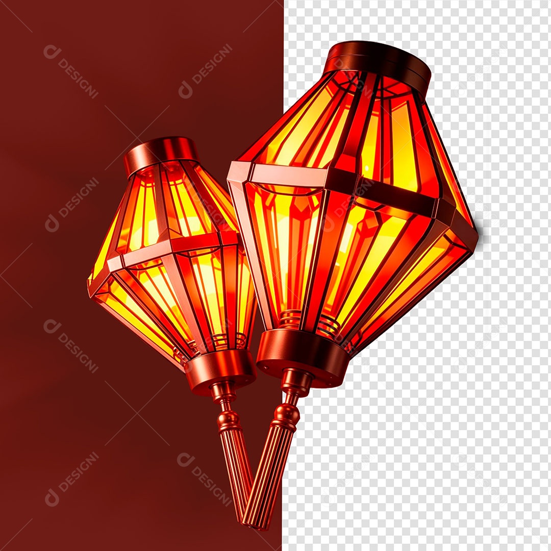 Balão de São João Elemento 3D Para Composição PSD