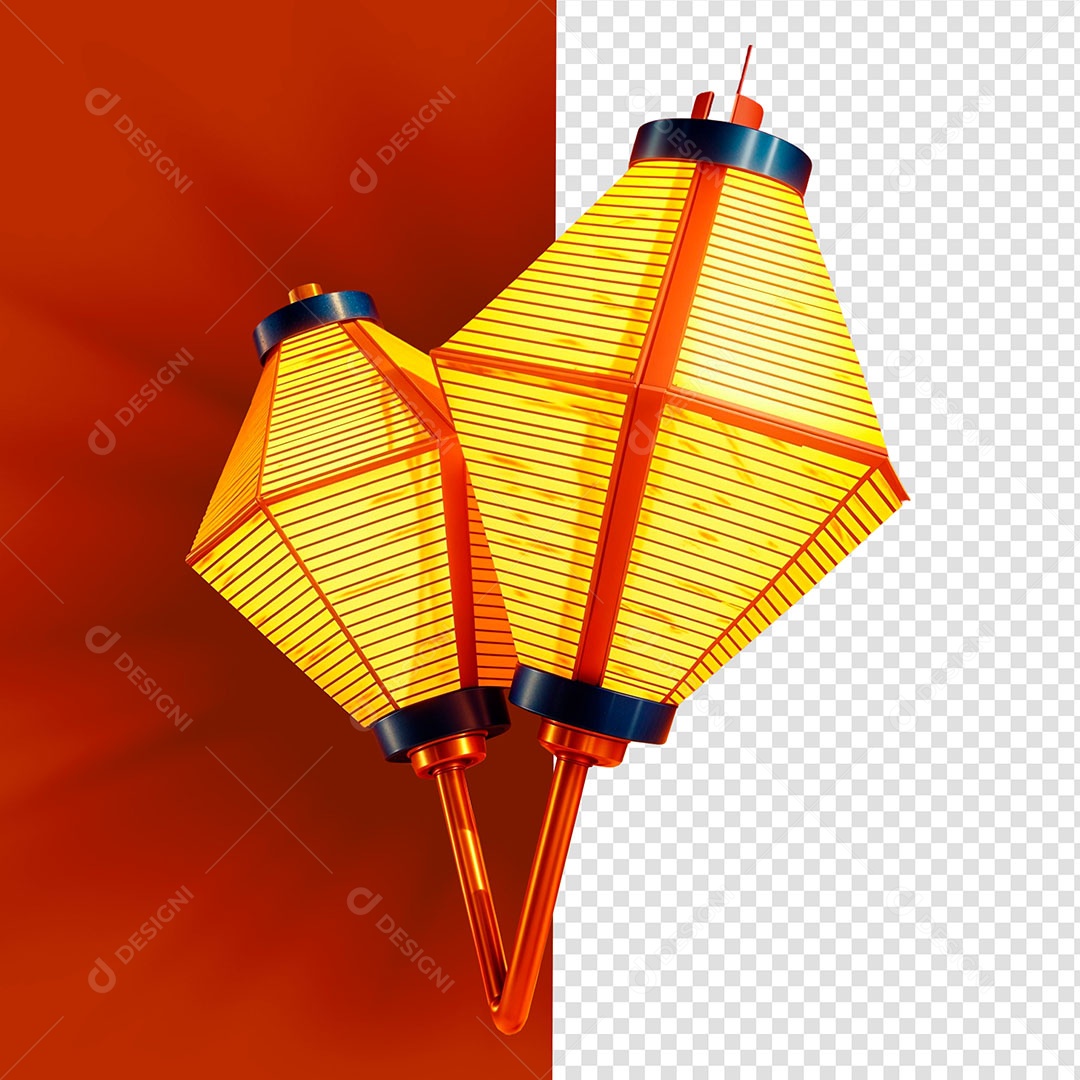 Balão de São João Elemento 3D Para Composição PSD