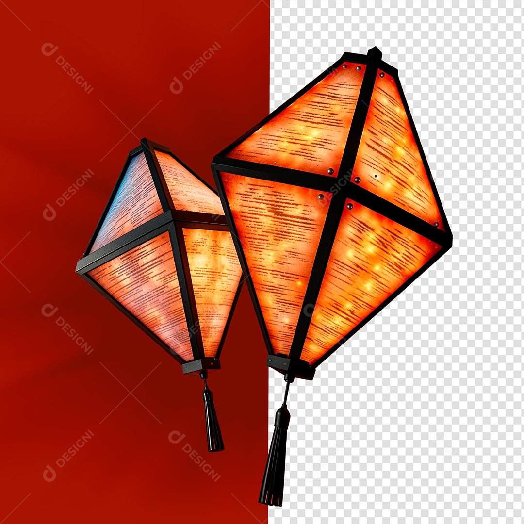 Balão de São João Elemento 3D Para Composição PSD