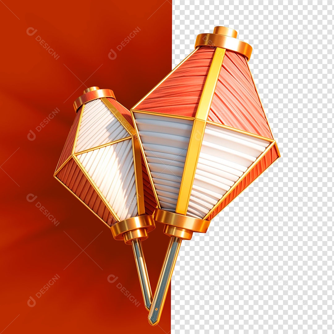 Balão de São João Elemento 3D Para Composição PSD