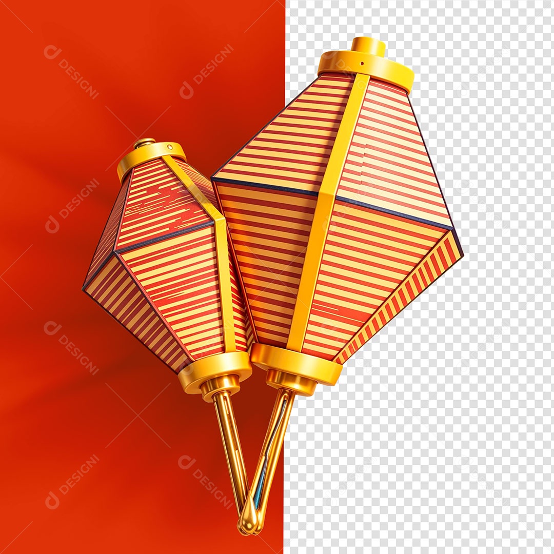 Balão de São João Elemento 3D Para Composição PSD