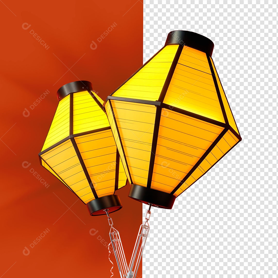 Balão de São João Elemento 3D Para Composição PSD