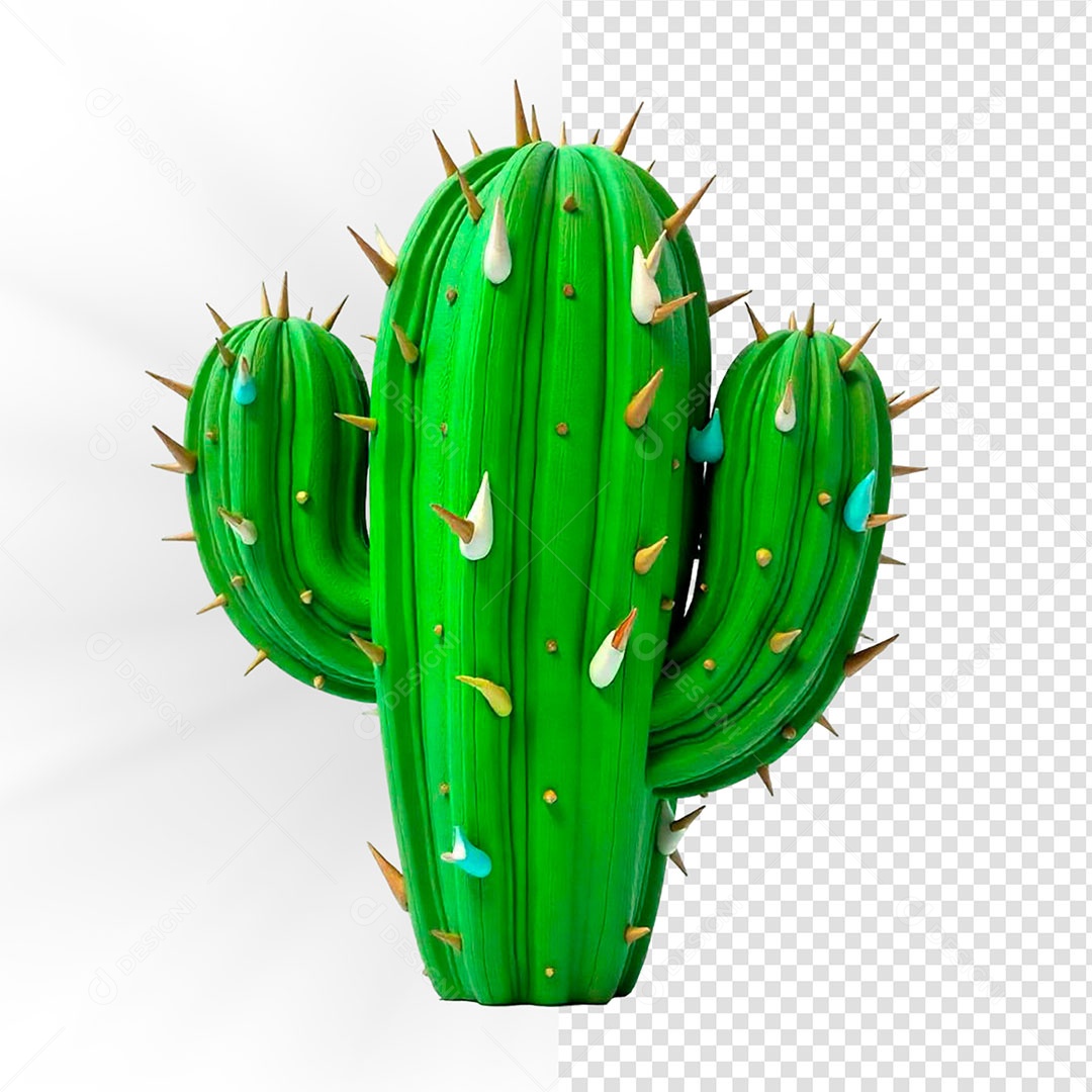 Cacto Elemento 3D de São João Para Composição PSD
