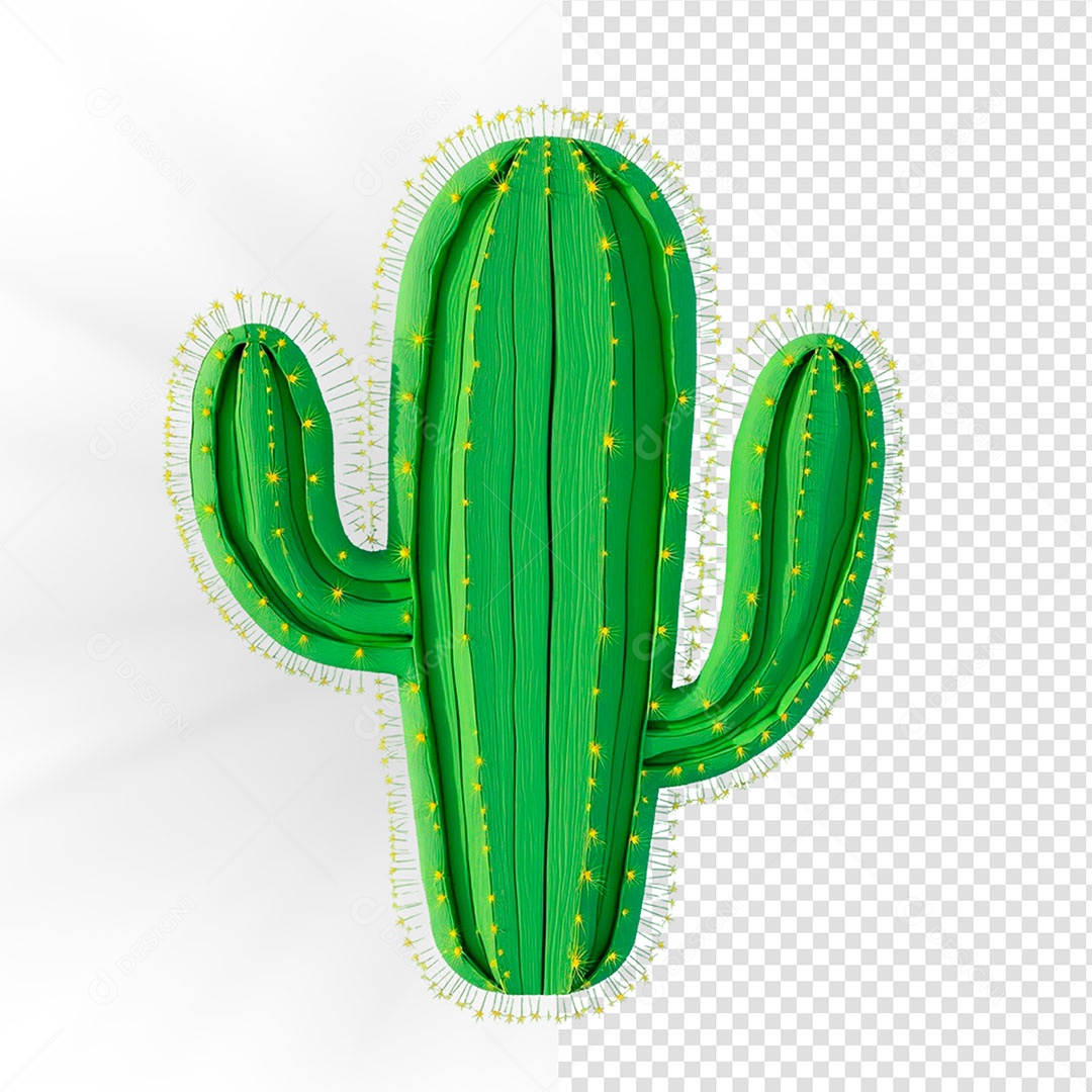 Cacto Elemento 3D de São João Para Composição PSD