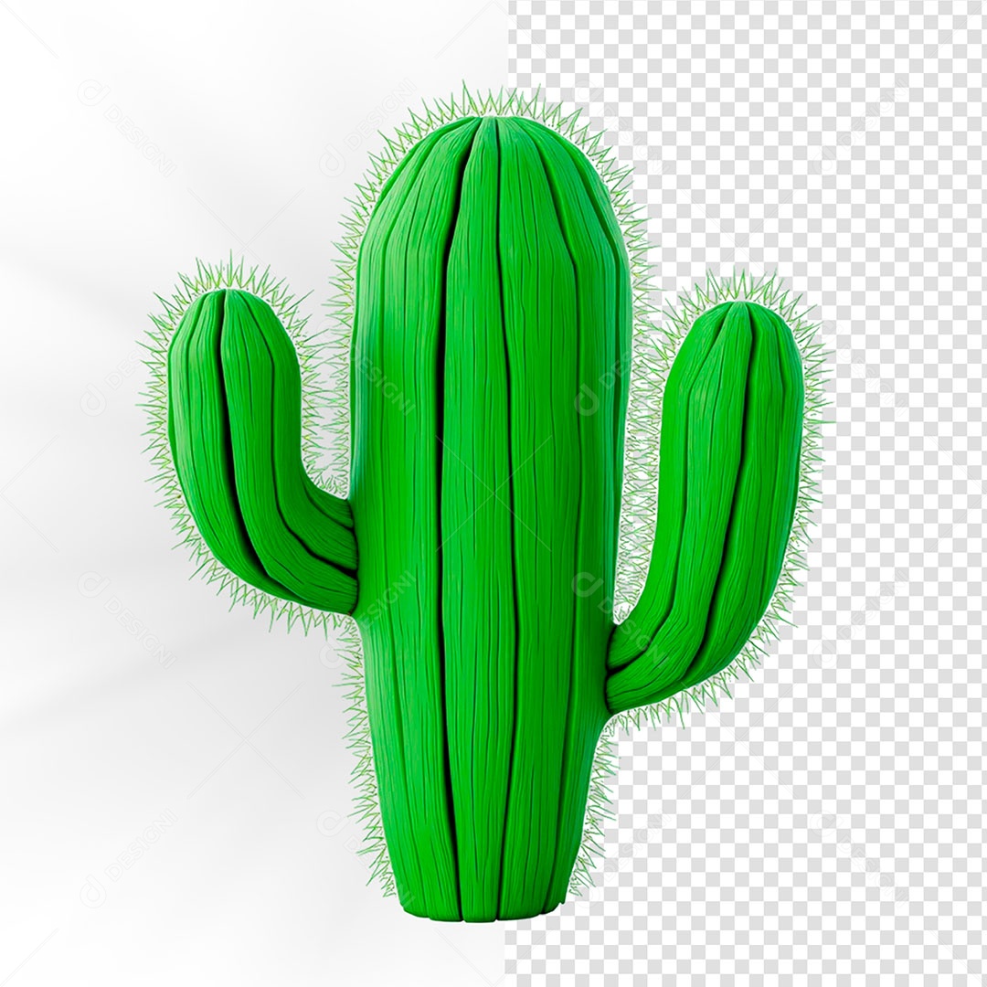 Cacto Elemento 3D de São João Para Composição PSD